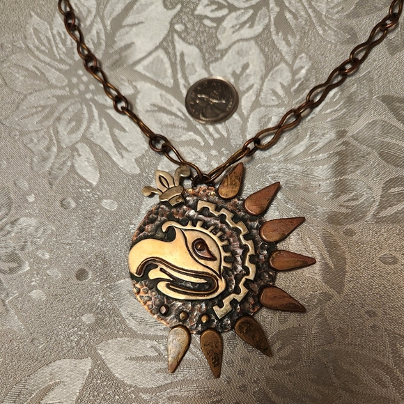 Vintage Modernist Mexican Eagle Necklace - Picture 9 of 14